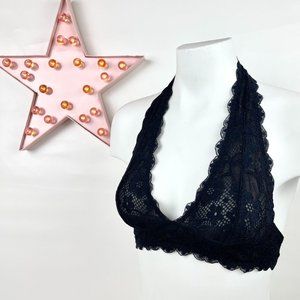 FREE PEOPLE Black Lace Halter Bralette Small